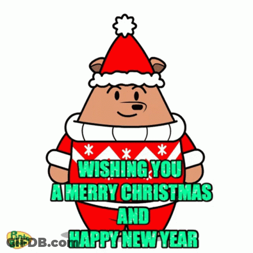 Bear In Santa Hat Wishing Merry Christmas GIF
