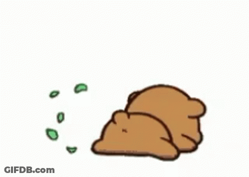 Bear Laying Down With Green Bubble GIF