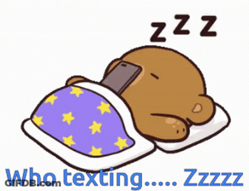 Bear Laying In Bed With Phone On Head Texting Zzzzz GIF
