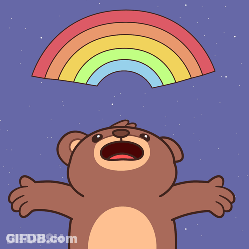 Bear Looking Up At Rainbow GIF