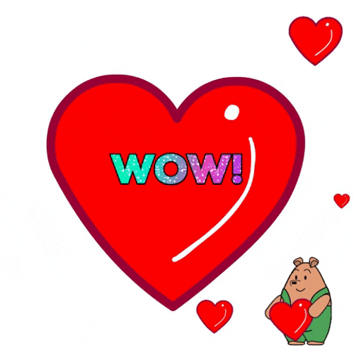 Bear Love Bouncing Hearts GIF