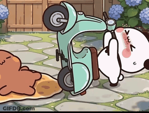 Bear Lying On Blanket Next To Scooter GIF