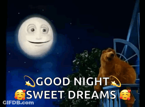 Bear On Balcony Good Night Sweet Dreams GIF