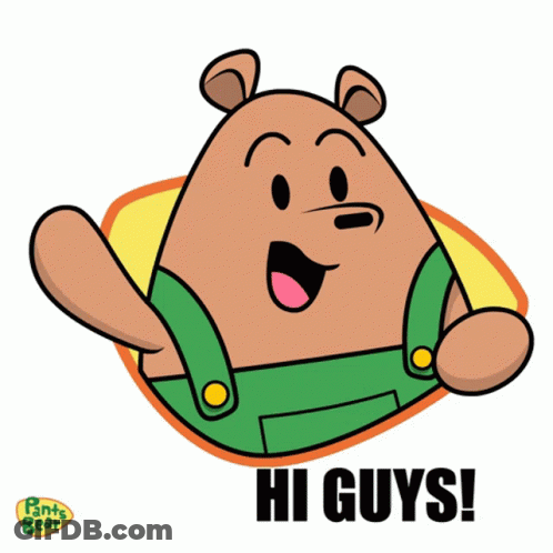 Bear Pants Says Hi Guys Cartoon GIF