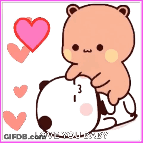 Bear Petting Another Bear With I Love You Heart GIF