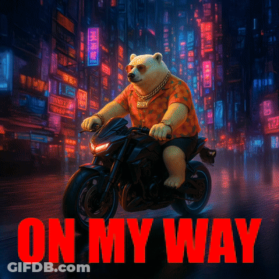 Bear Riding Motorcycle On My Way GIF