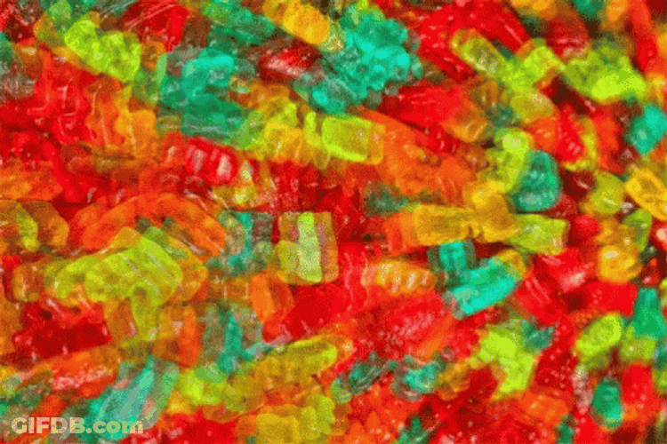 Bear Shaped Gummies Changing Colors GIF