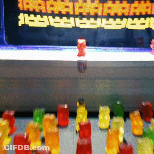 Bear Shaped Gummies Gathered In Single Space GIF