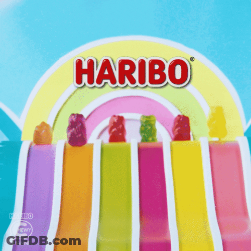 Bear Shaped Gummies Going Down Slides GIF