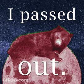 Bear Sitting On Full Moon Saying I Passed Out GIF