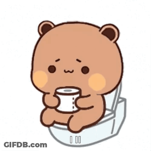 Bear Sitting On Toilet Holding Toilet Paper GIF