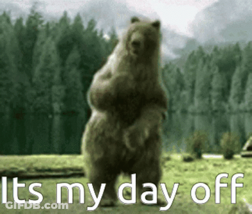 Bear Standing On Hind Legs Saying It's My Day Off GIF