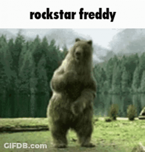 Bear Standing On Hind Legs With Rockstar Freddy GIF