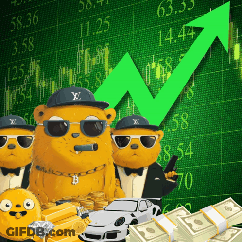 Bear Sunglasses, Louis Vuitton Hat, Car, Money Stacks GIF