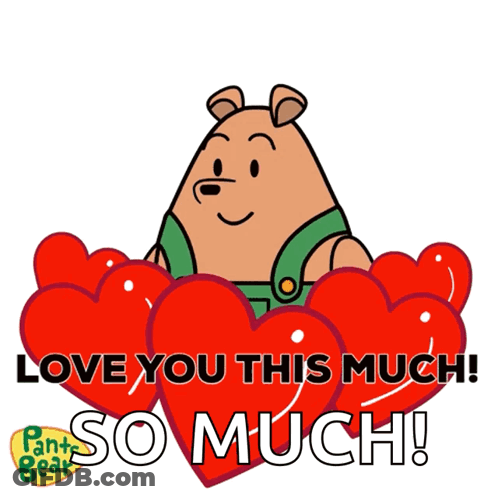 Bear Surrounded By Hearts Love You This Much GIF