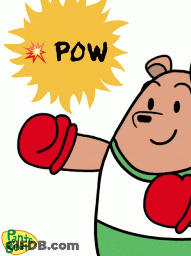 Bear Wearing Boxing Gloves Saying Pow GIF