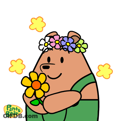 Bear Wearing Flower Crown And Pants GIF