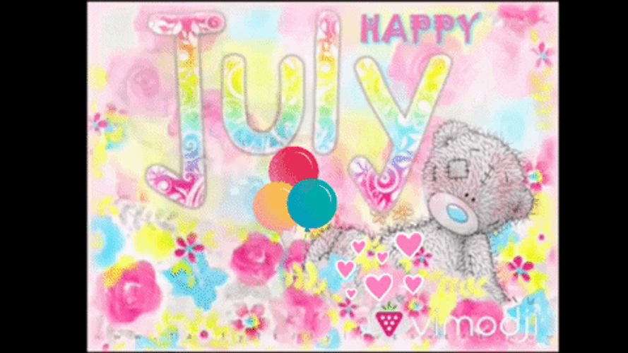 Bear Welcomes Happy July GIF