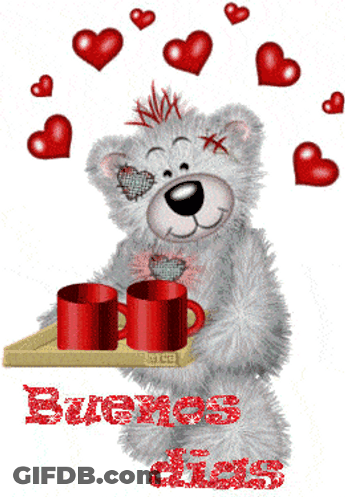 Bear With Cup Buenos Dias Amor Art GIF