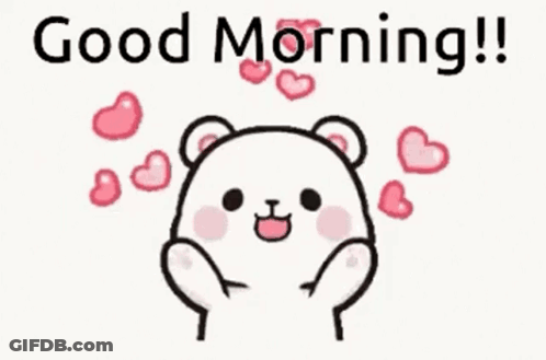 Bear With Hearts Saying Good Morning GIF