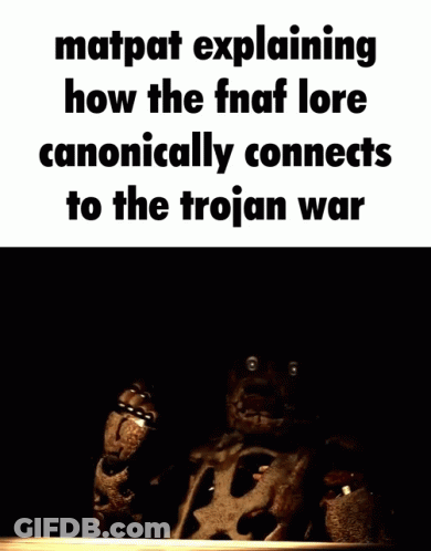 Bear With Matpat Explaining FNAF Lore And Trojan War GIF