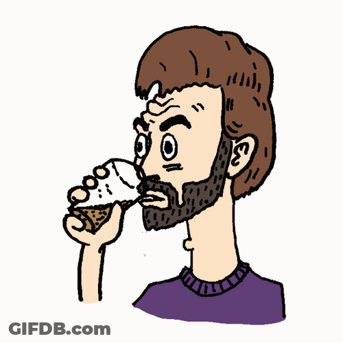 Beard Man Cartoon Gulp While Drinking Soda GIF