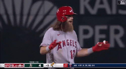 Bearded Baseball Player In Angels Jersey GIF