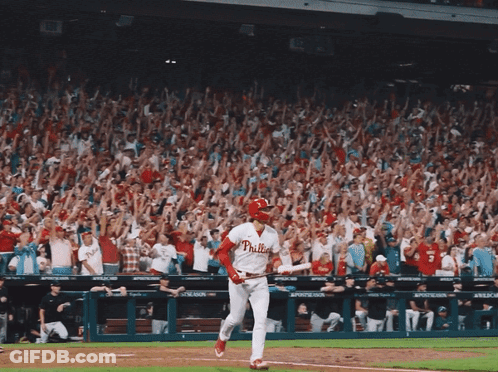 Bearded Baseball Player In Blue Philly Jersey GIF