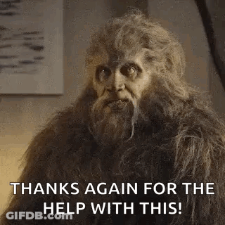 Bearded Bigfoot On Couch Thanks Again GIF