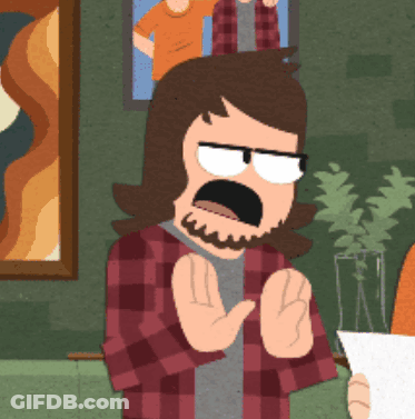 Bearded Cartoon Character Holding Paper Making Stop Sign GIF
