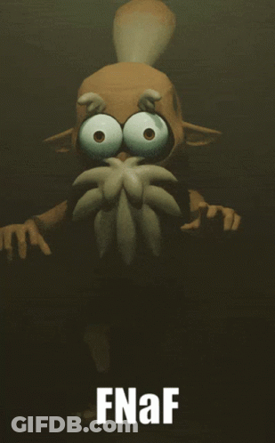 Bearded Cartoon Character With Big Eyes And Fnaf GIF