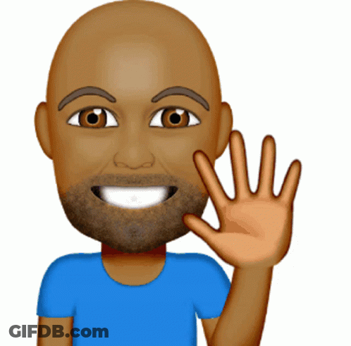 Bearded Cartoon Man In Blue Shirt Waving GIF