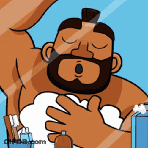 Bearded Cartoon Man Showering GIF