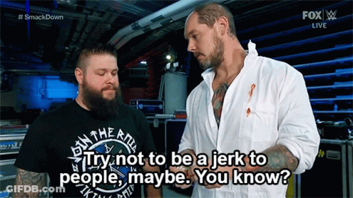 Bearded Long Haired Man Blue Vest Black Shirt GIF