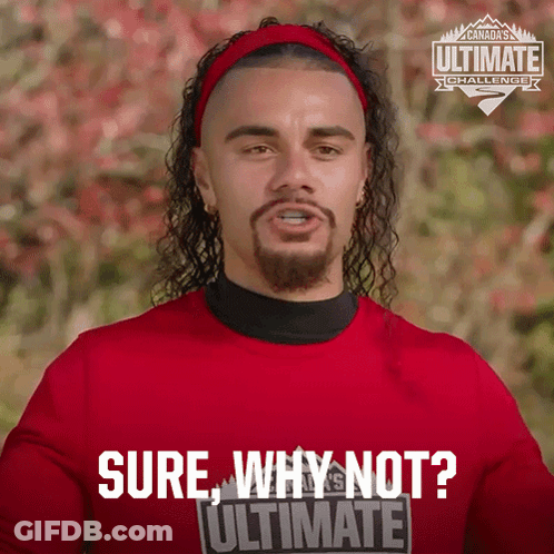 Bearded Long-Haired Man In Red Shirt Sure Why Not Ultimate GIF