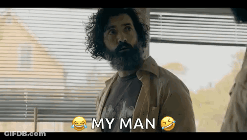 Bearded Man At Window Saying My Man GIF