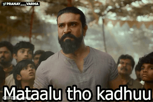 Bearded Man Before Crowd Saying Mataalu Tho Kadhuu GIF