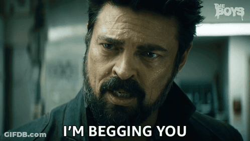 Bearded Man Begging In Dark Room GIF