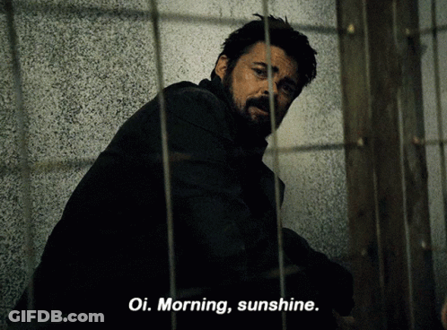 Bearded Man Behind Bars Saying Oi Morning Sunshine GIF