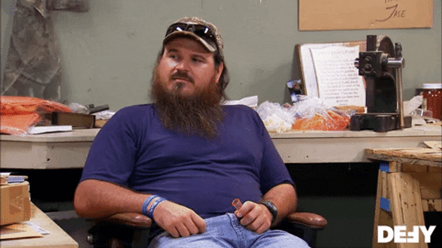 Bearded Man Being Curious GIF