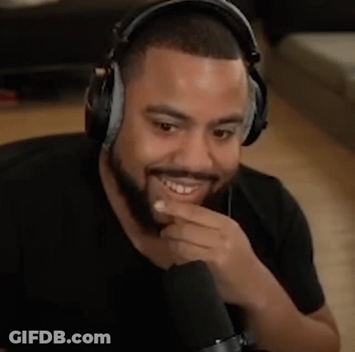 Bearded Man Biting Thumb Wearing Headphones GIF