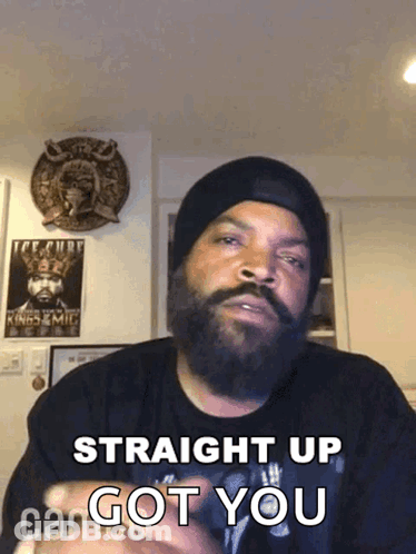 Bearded Man Black Hat Straight Up Got You GIF