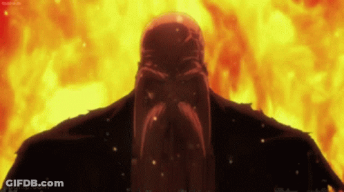Bearded Man By Large Fire GIF