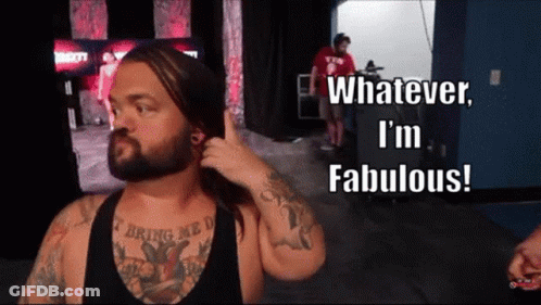 Bearded Man Chest Tattoo Says Whatever I'm Fabulous GIF