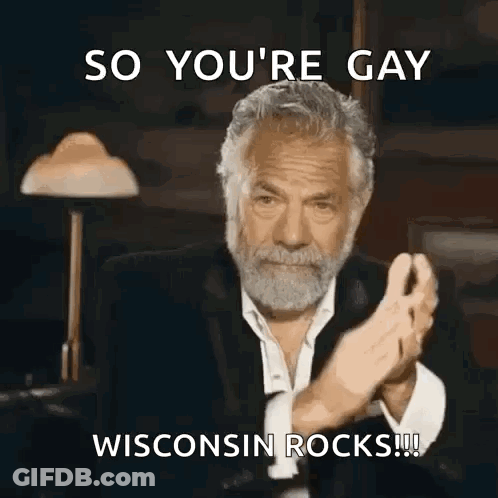 Bearded Man Clapping Says So You're Gay Wisconsin Rocks GIF