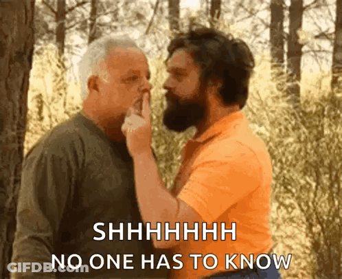 Bearded Man Covering Mouth, Another Man Hand To Face GIF