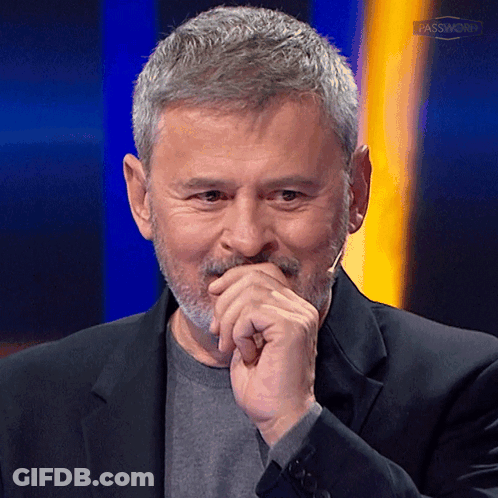 Bearded Man Covering Mouth At Passwort Sign GIF