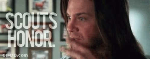 Bearded Man Covering Mouth Scouts Honor GIF