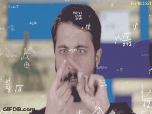 Bearded Man Covering Nose With Mathematical Equations GIF