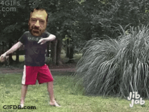 Bearded Man Dancing In Park With JibJab GIF